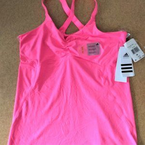 NWT Adidas Active tank top M L XL Women hot pink bra Lined X27713 Cross Straps